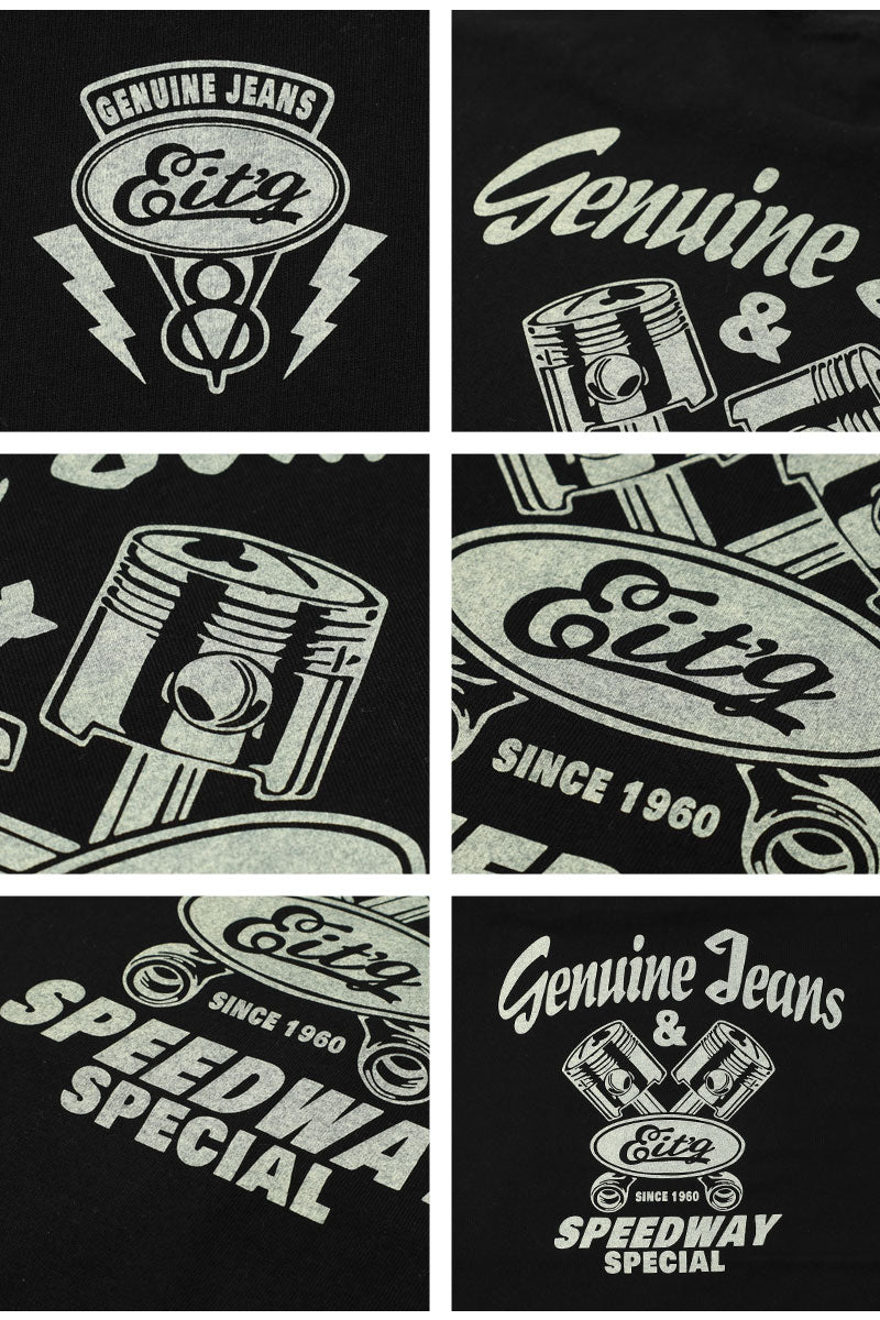 EIGHT-G(エイトジー) SHORT SLEEVE T-SHIRT "GENUINE JEANS" プリント半袖Tシャツ 8ST-TS45