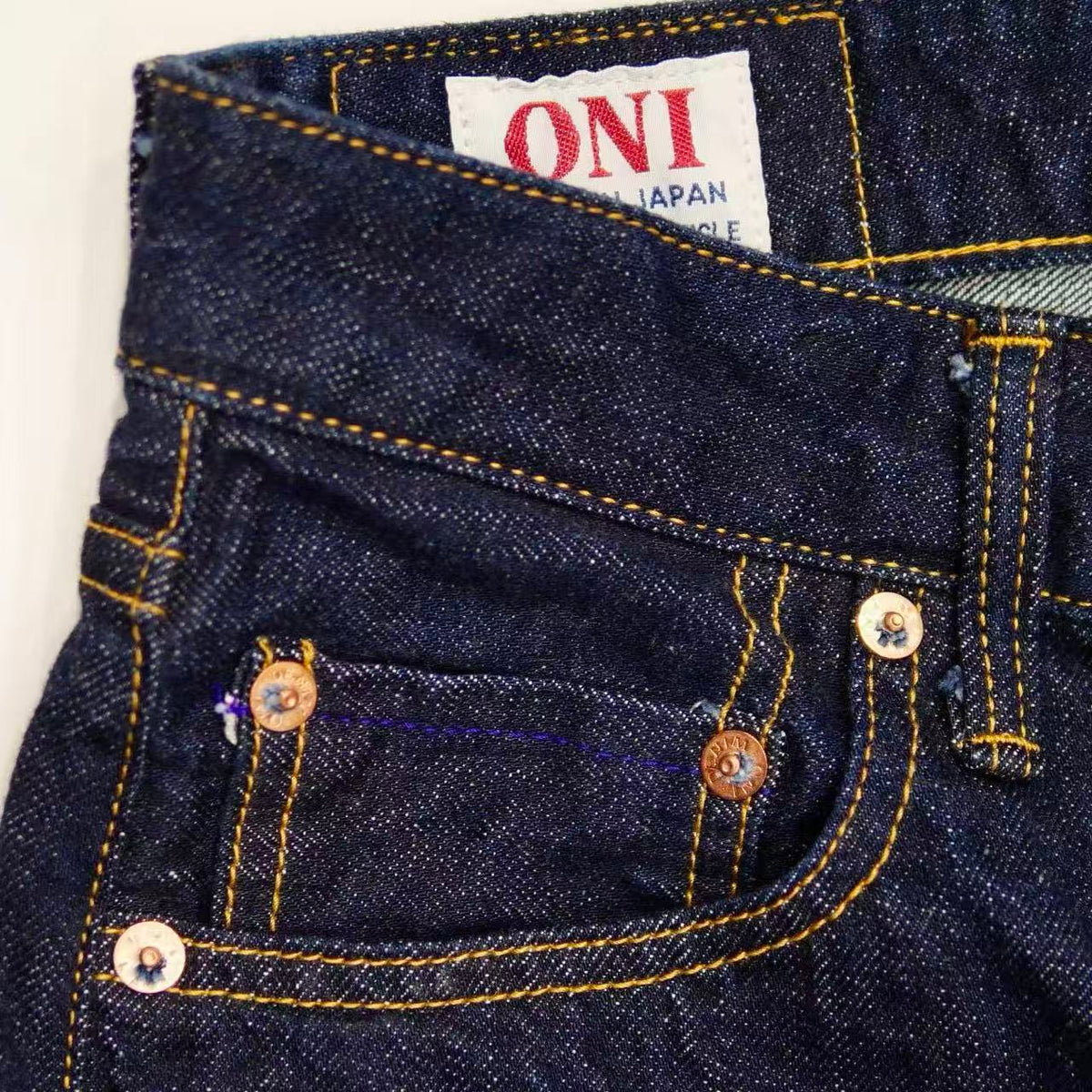 【レディース用】鬼デニム ONI DENIM １２ｏｚセルビッジデニム　ワイドストレート【L722-12Bwash】