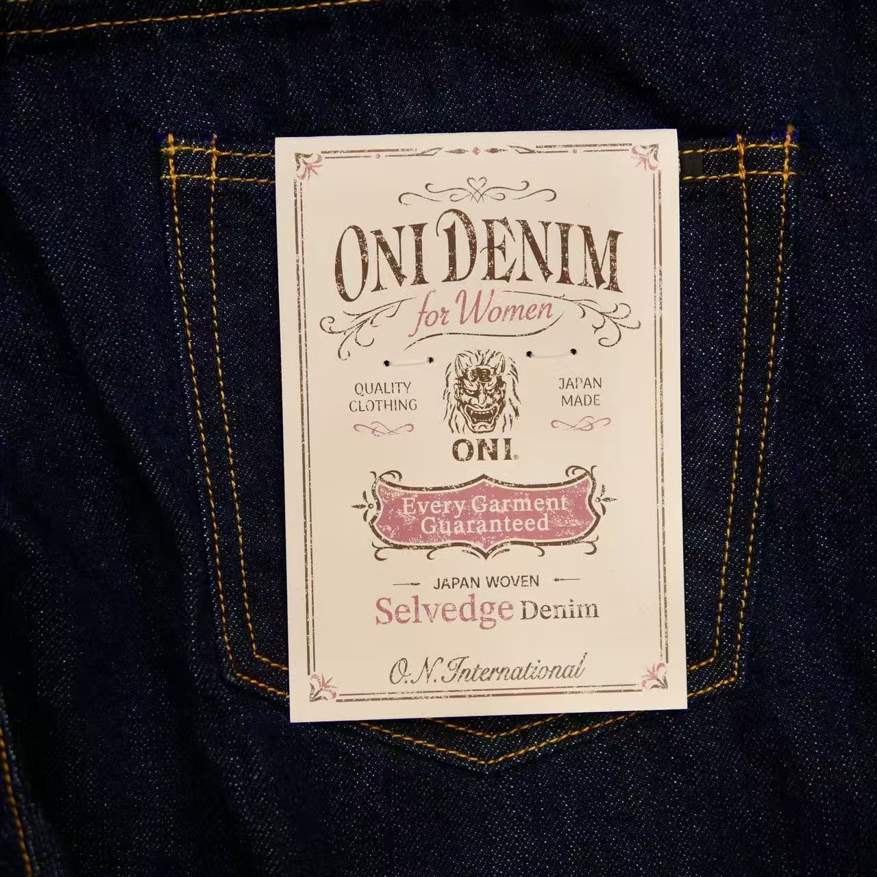 【レディース用】鬼デニム ONI DENIM １２ｏｚセルビッジデニム　ワイドストレート【L722-12Bwash】