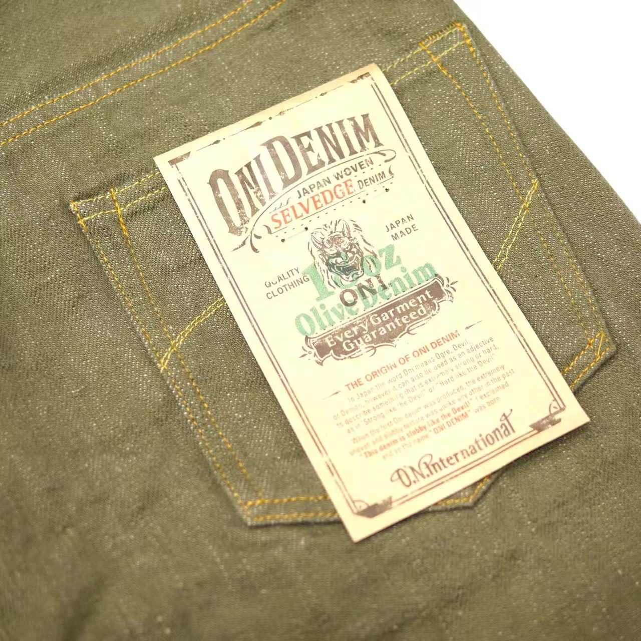 鬼デニム ONI DENIM【ONI-270OLD-18】 18ozオリーブデニム　