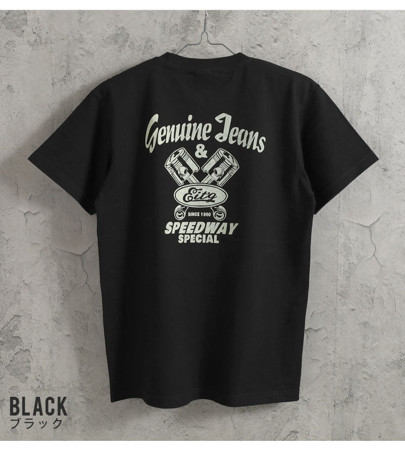 EIGHT-G(エイトジー)　SHORT SLEEVE T-SHIRT "GENUINE JEANS" プリント半袖Tシャツ　	8ST-TS45