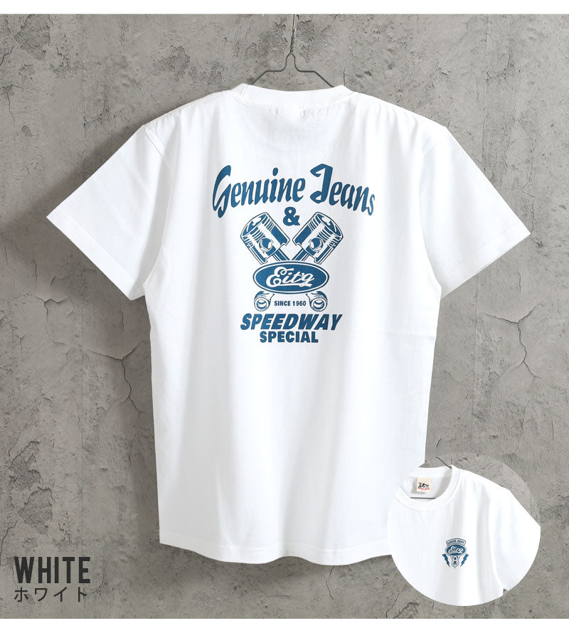 EIGHT-G(エイトジー)　SHORT SLEEVE T-SHIRT "GENUINE JEANS" プリント半袖Tシャツ　	8ST-TS45
