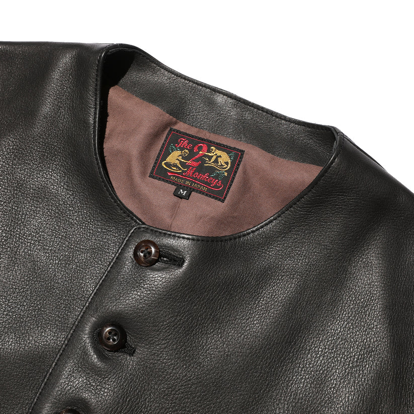 JELADO  The 2 Monkeys Round-neck Leather Waistcoat【TM03430】