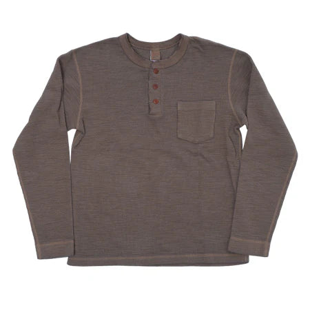 片畦ニット長袖ヘンリーネックTシャツ  662531