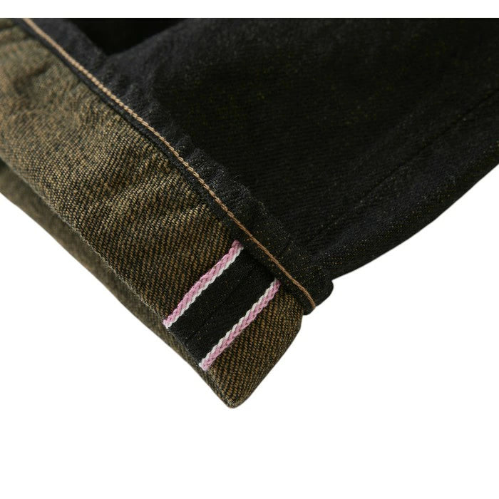 鬼デニム ONI DENIM 2025 春 新作【246-BKOL】 メンズデニム ブランドジーンズ ニートストレートジーンズ スリムストレート12.5oz セルビッジデニム ブラックｘオリーブ