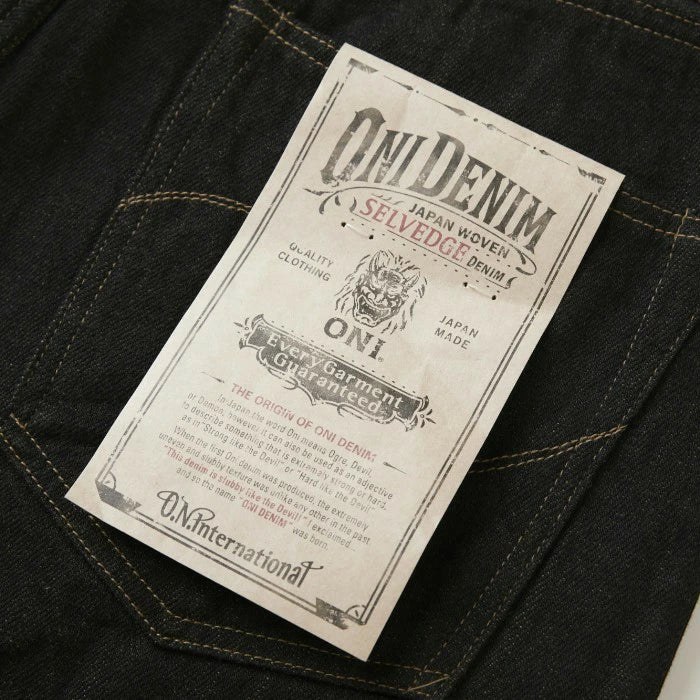 鬼デニム ONI DENIM 2025 春 新作【246-BKOL】 メンズデニム ブランドジーンズ ニートストレートジーンズ スリムストレート12.5oz セルビッジデニム ブラックｘオリーブ